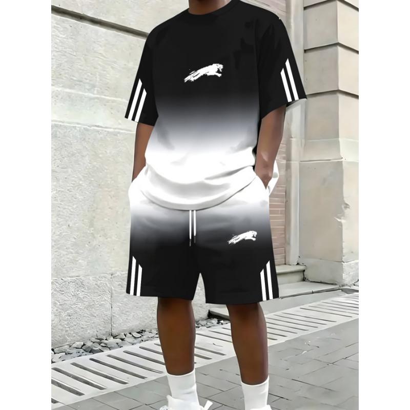 Hot Selling Men's Summer New Comfortable Short-sleeved Round Neck T-shirt Shorts 2-piece Set