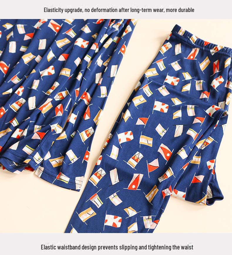 Tangge Silk Autumn/Winter Warm Printed Knitted Underwear Set