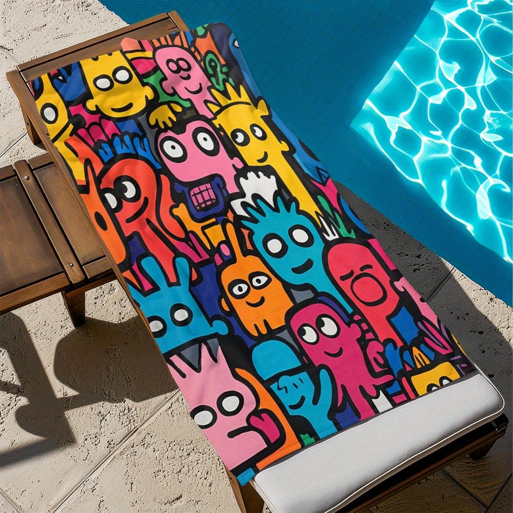 1pz Asciugamano da Spiaggia Colorato a Cartoni Animati Asciugatura Rapida Super Assorbente Adatto per Vacanze al Mare Piscina Estate Regalo Divertente per Amici