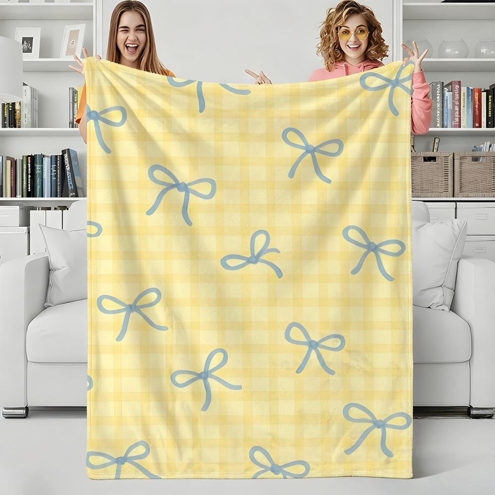 Decor B-Bowknots Throw Flannel Blanket Perfect for Sofa Office Bed Travel Sleep Read Relax Camping four season use