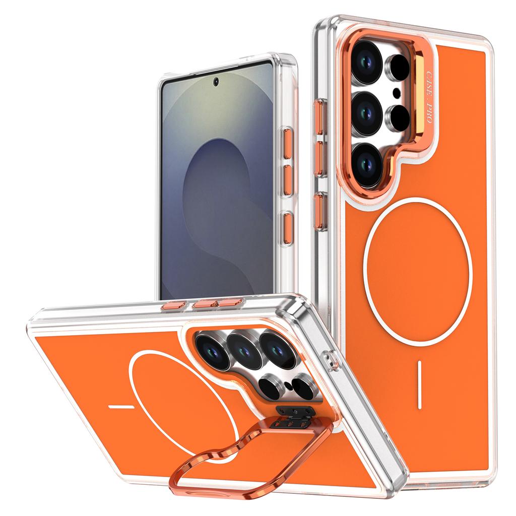 For Samsung Galaxy S26 Ultra Magnetic Case Matching Color Lens Kickstand TPU PC Phone Cover