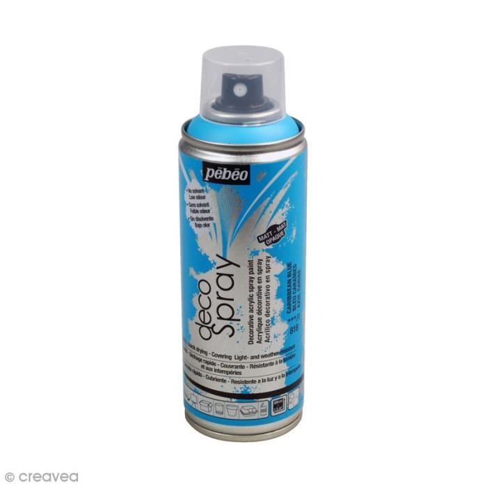 Peinture en bombe - pébéo - decospray - 200 ml - bleu caraïbes - loisirs créatifs