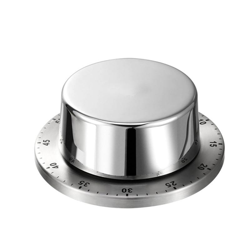 Timer Da Cucina Meccanico In Acciaio Inox Con Base Magnetica - Conto Alla Rovescia Per Cottura, Forno, Allarme Incluso, Argento