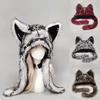 Dark Series Gothic Plush Hat Y2K Cross Metal Style Headwear Cosplay Cat Ear Hat Halloween Punk Rock Warm Cap for Women Men Child