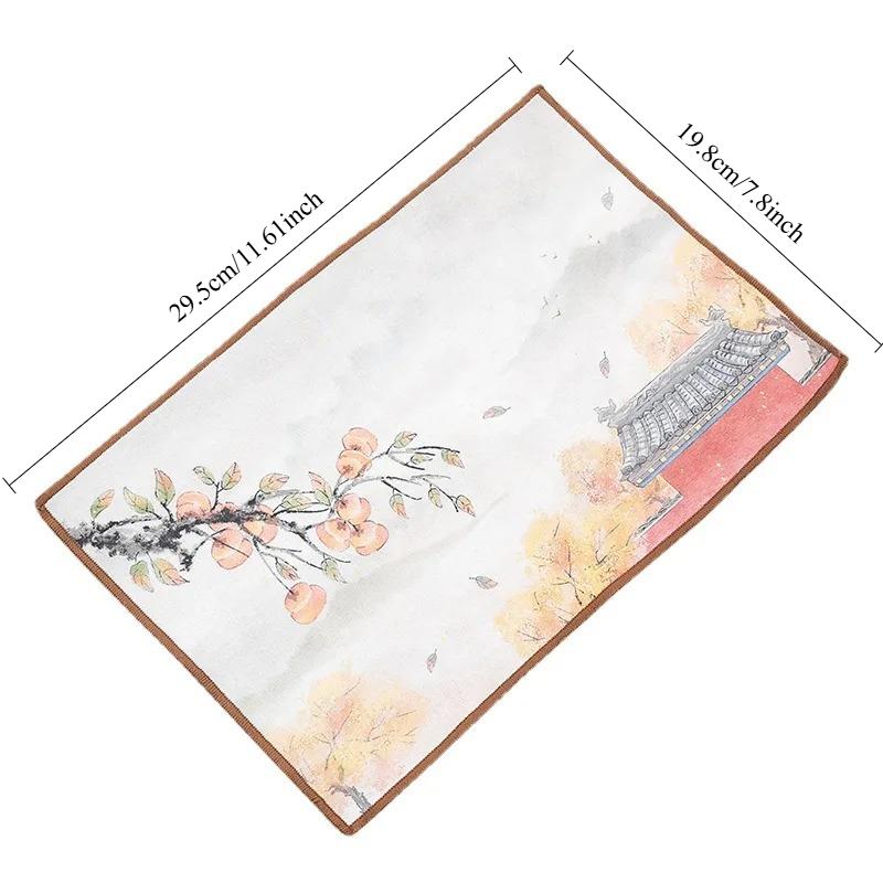 Thickening Grey Tablecloth and Rag Cotton and Linen Absorbent Tea Towel Simple Style Tea Mat Household Tea Ceremony Accessory