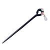 YDOONG Natural Ebony Wood Kanzashi (Handmade Single Hairpin) Simple Wooden Hair Ornament with Zodiac Signs: Auspicious Rabbit, Lucky Grass,