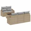 6 Piece Sofa Set with Cushions Beige and Grey Poly Rattan