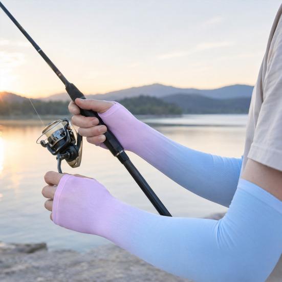 Sun Protection Arm Sleeves, Cooling UV Protection Sleeves, Mosquito Repellent Sleeves, with Thumb Hole, Gradient Colors for Women Summer Cycling