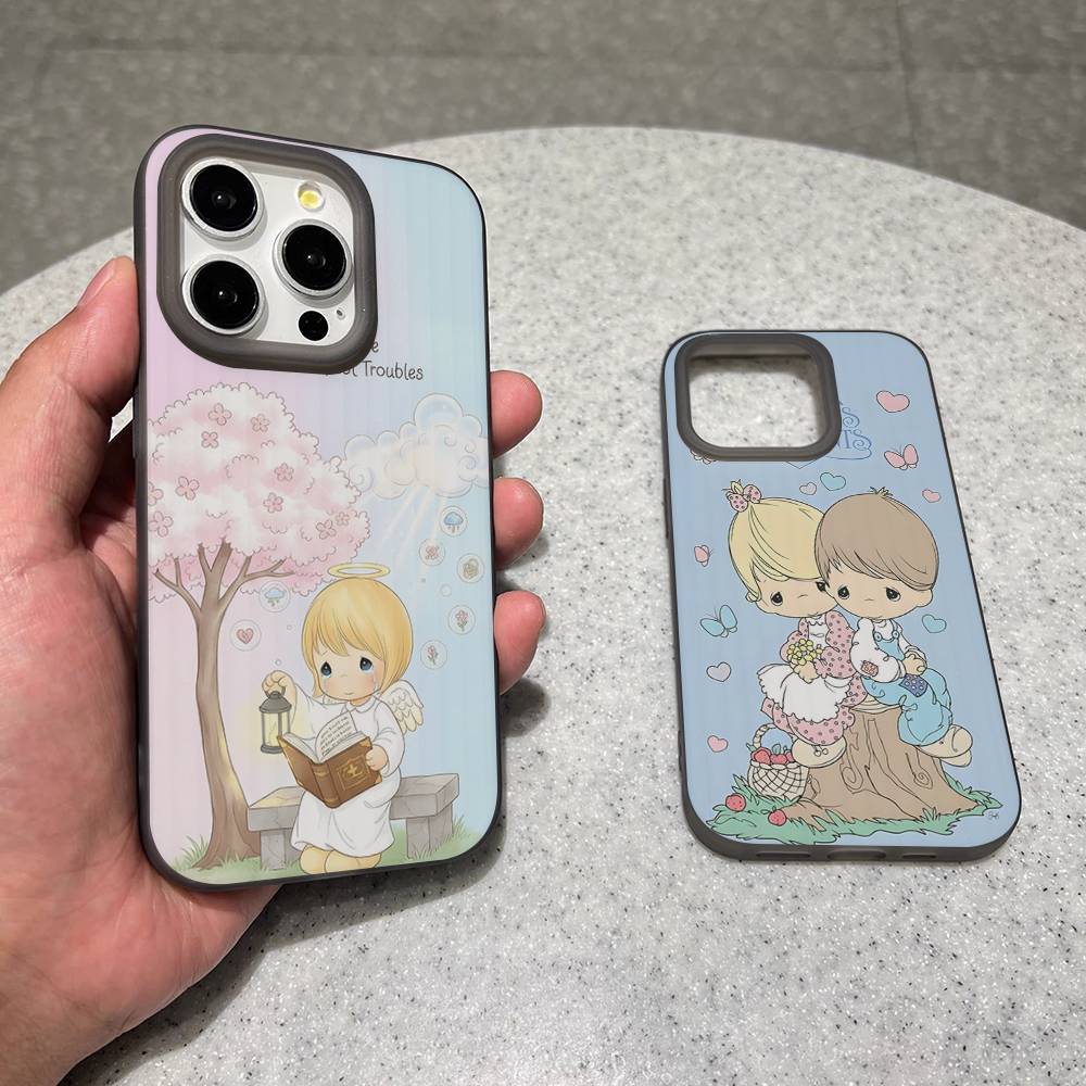 Precious Moments Cute Corrugated Pattern For IPhone 17 16 15 14 13 12 11 16 Pro Max Plus Pro Non-slip Phone Cover
