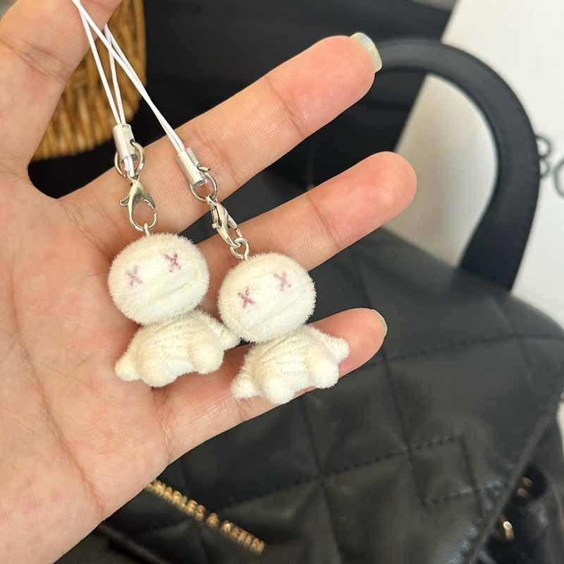 1Pcs Cute Halloween Bandage Flocking Mummy Keychain Cartoon Mummy Figure Doll Phone Rope Bag Pendant Women Charms Gifts