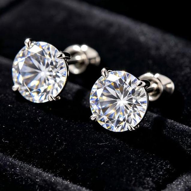 6A Grade 5carats Big Size Mozambique diamond Earing 925 Sliver Jewelry Polished for Wedding & Love Gifts