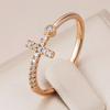 Rose Gold Color Faith Cross Rings For Women Shiny Natural Zircon Accessories High Quality Daily Fine Jewelry