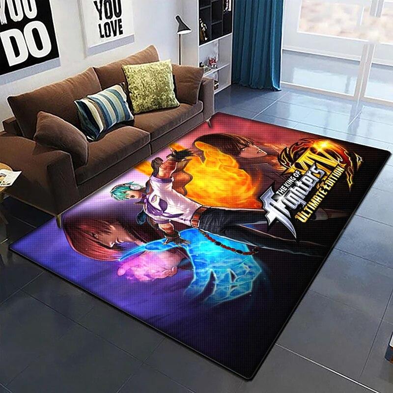 KOF Anime Krásný Malovaný Koberec do Obývacího Pokoje Velký Plošný Koberec Černý Měkký Koberec Domácí Dekorace Podložky Boho Koberce Piknik