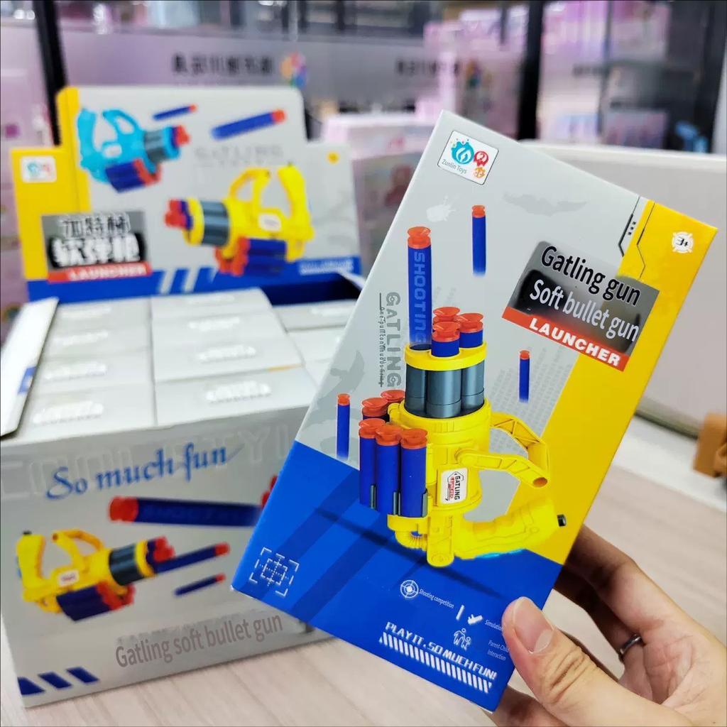 Gatling Children Eva Soft Bullet Gun Boy Toy Simulation Hand Gun Model Outdoor Game Kids Gift Battle Play Plastic Mini Pistol