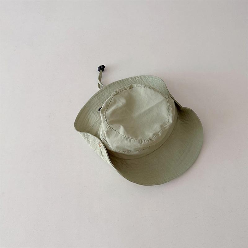 Summer Baby Bucket Hat Outdoor Breathable Quick Dry Sun Hat for Kids Boy Girl Solid Color Sunscreen Fisherman Cap 52CM