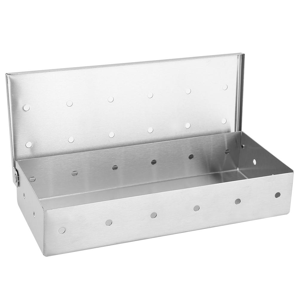 Large Capacity Stainless Steel Smoker Box BBQ Wood Chip Smoking Box Barbecue Grill Accessory