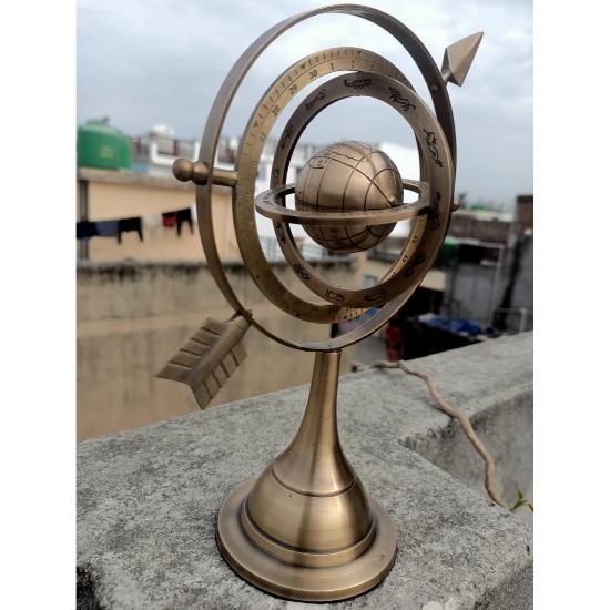 Brass Armillary Globe, Sphere Armillary Globe With Sundial Arrow, Astrolabe Armillary, Engraved Armillary, Table Top Décor, Christmas Gift,
