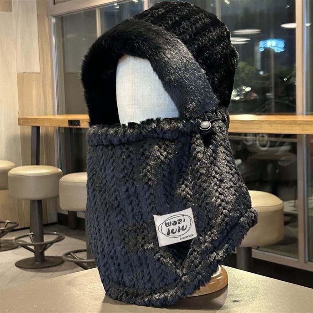 Plush Winter Integrated Scarf Cap Soft Cold Proof Scarf Versatile Pullover Mask Cap  Anti-cold