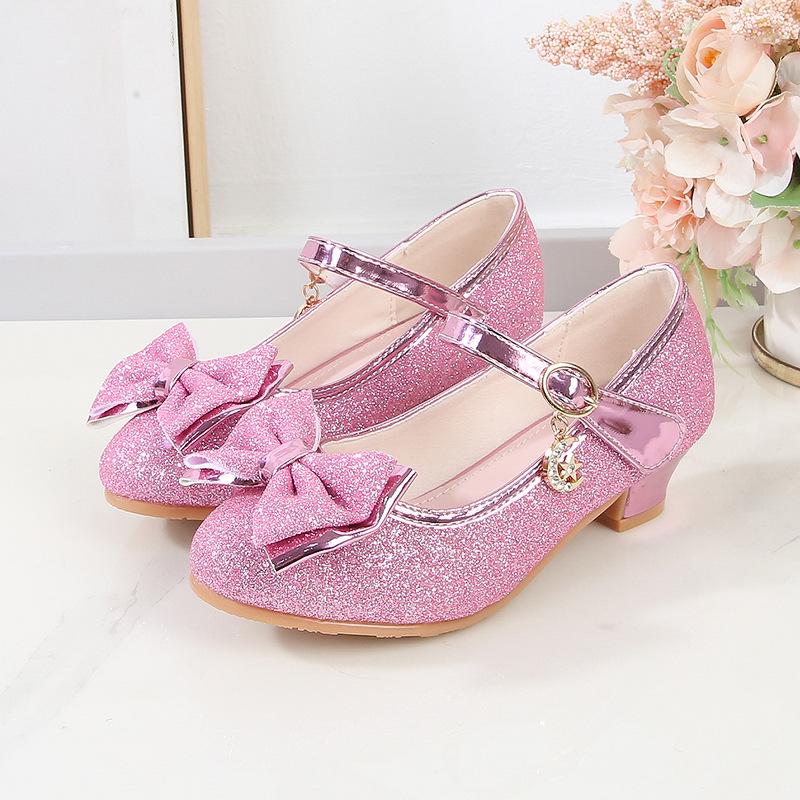 Girls princess high heels 2026 spring and autumn new little girl crystal leather shoes children single shoes primary and secondary school students