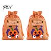 Reusable Gift Packaging 2Pcs Halloween Pumpkin Drawstring Bags for Candy Treats, Retro Burlap Small Storage Candies Trick or Treat Bags, Portable
