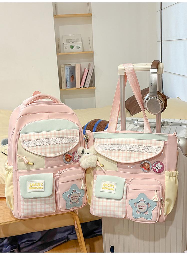 Kawai Large Capacity Backpack for Women Versatile for High School College Students Backpack Instagram Style Backpack Trend