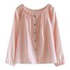 Women's Pure Cotton Gauze Pajama Set - Spring/Summer, Long Sleeve, Nine-Point Pants, Loose Fit, Japanese Style, Solid Color.