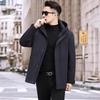 Men's Hooded Winter Jacket with Detachable Liner – 90% Goose Down, Warm Mid-Length.