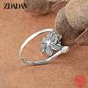925 Sterling Silver Vintage Black Lotus Ring for Women Fashion Jewelry