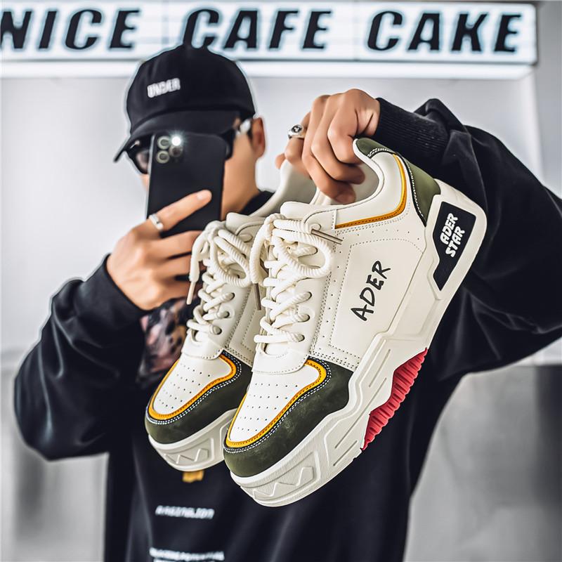 

Мужская мода, повседневная низкая обувь для скейтбординга, удобные кроссовки для мальчиков, студенты, трендовая мягкая подошва, классическая дышащая нескользящая спортивная обувь 44 зелёный/бежевый