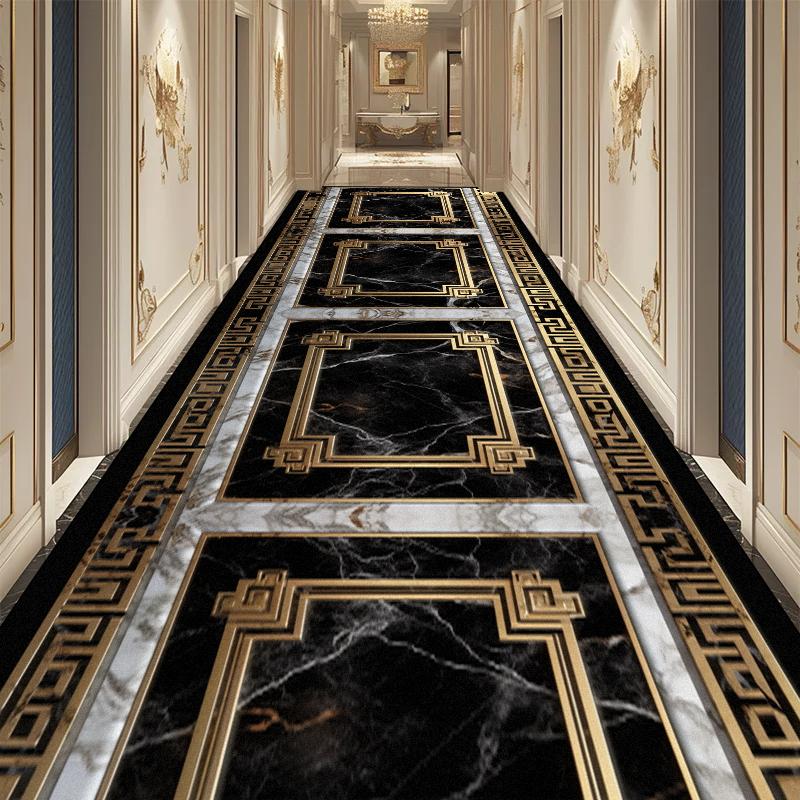 Luxury Long Corridor Carpet European High End Hallway Carpet Non-slip Stairway Home Decor Rug Washable Runner Aisle Kitchen Mats