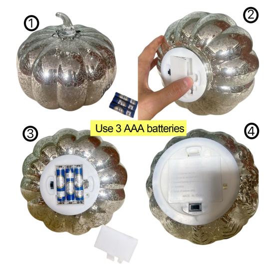 LED Glass Pumpkin Lantern with Smart Timer 10 Warm LEDs