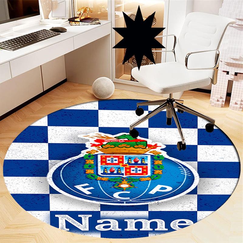 Custom Name FC Porto Printed Round Rug Carpet Chair Rug Area Rug Entryway Doormats,for Office Chair Living Room Bedroom Kitchen Room.