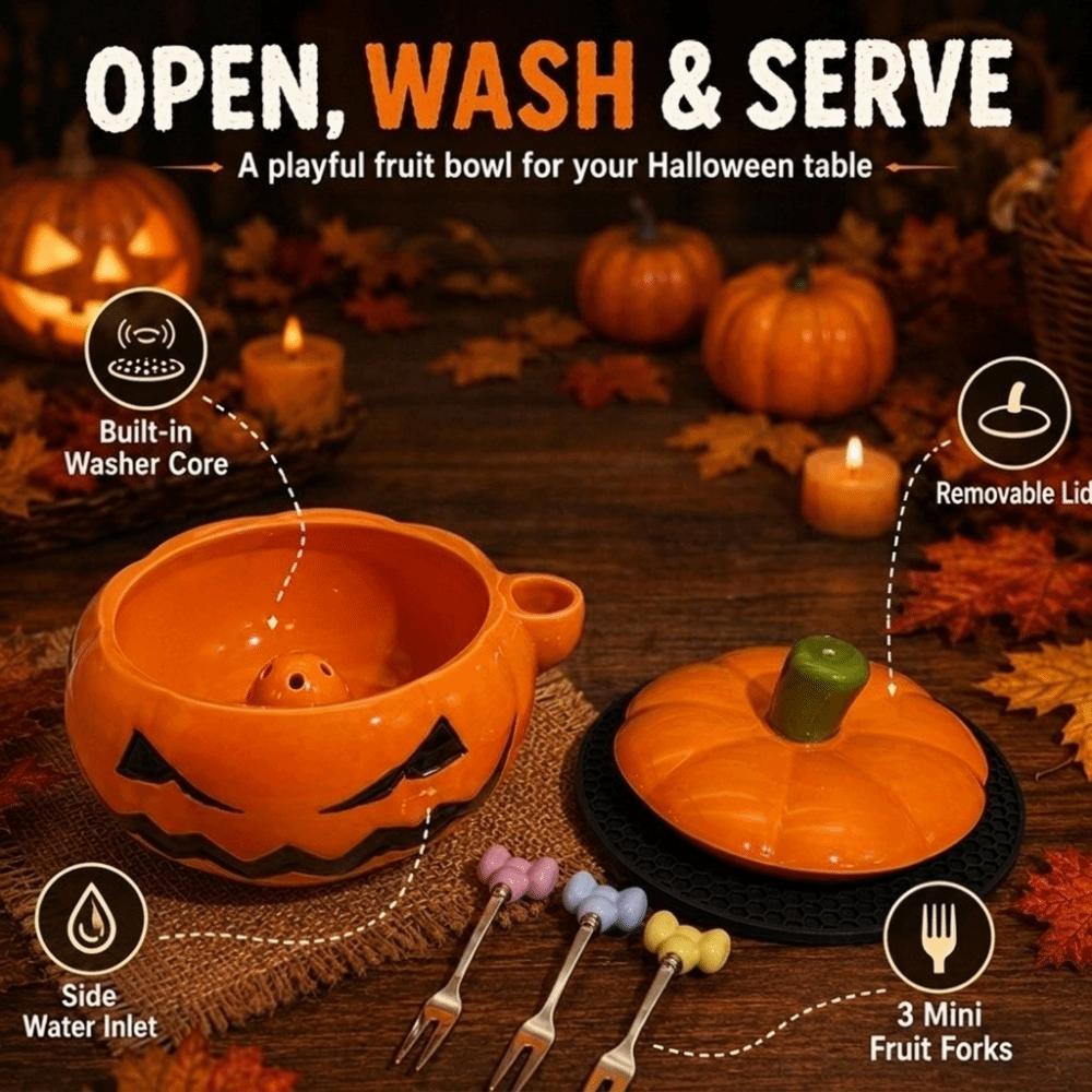 Self-spinning Pumpkin Shaped Fruit Washing Bowl Large Capacity Fruit Bowl Home