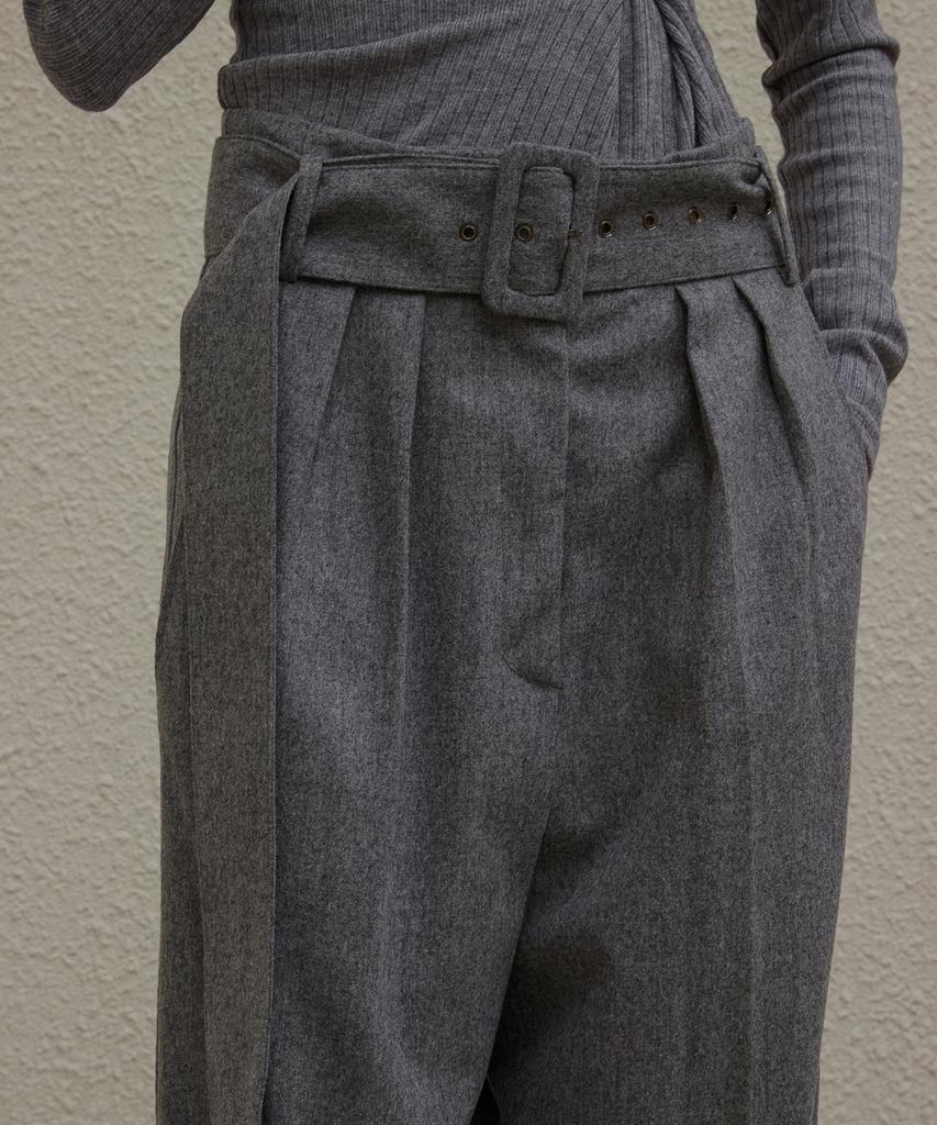 NORMOR Belted Wide Pants Gray
