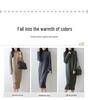 Rochie groasă de lână pentru femei - Lungă, largă, cu guler semi-înalt pentru toamnă/iarnă