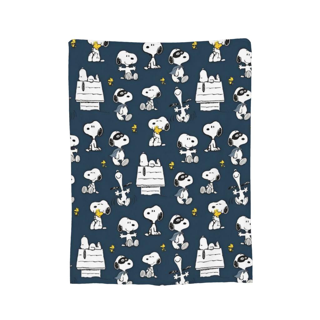 Snoopys Woodstock Velvet Throw Blanket Cartoon Blankets for Sofa Bedroom Super Warm Quilt,