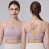 Color Block Criss Cross Back Women Push Up Sports Bra For Yoga Running Fitness