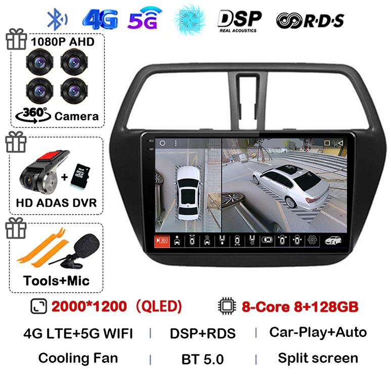 Android 14 Carplay WIFI 4G For Suzuki S-Cross SX4 2014 2015 2016 2017 Auto Car Radio GPS Multimedia Player Stereo Head Unit DSP