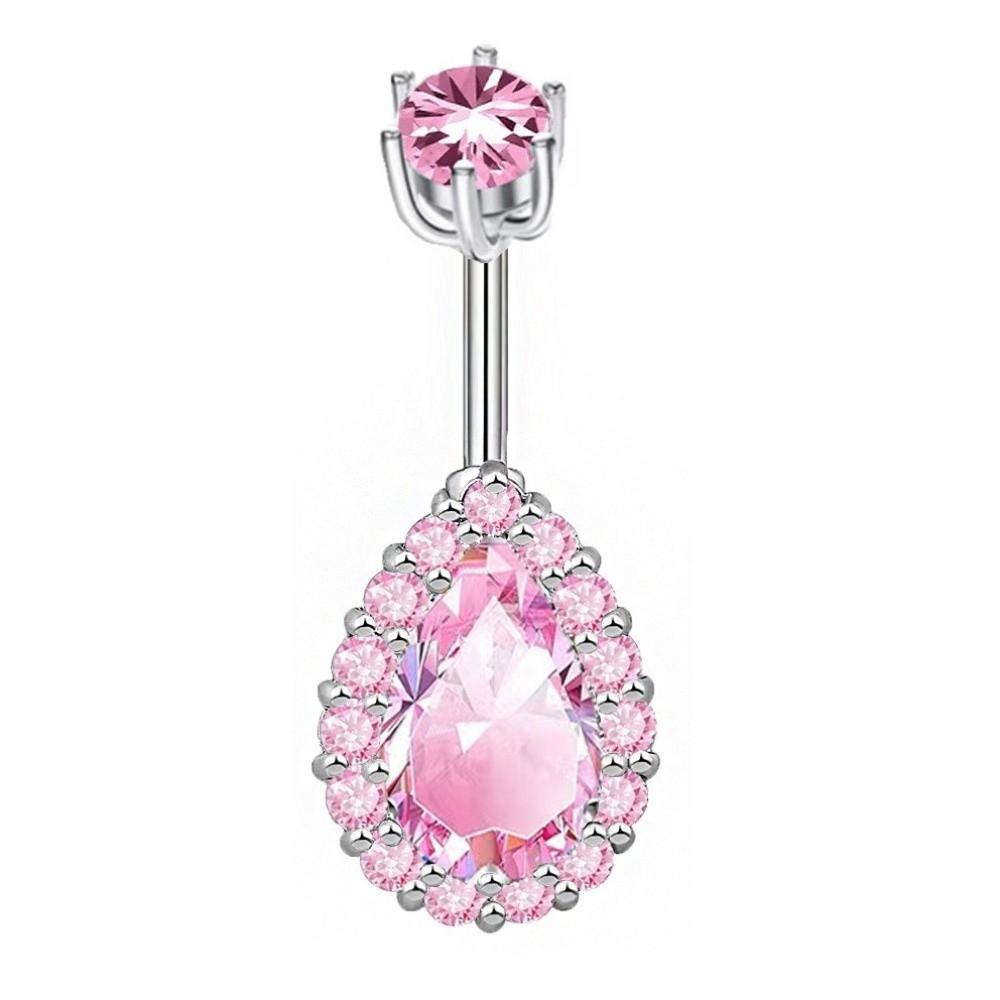 Rhinestone Zircon Navel Ring Stainless Steel Body Piercing Jewelry Vintage Belly Button Ring  Girl