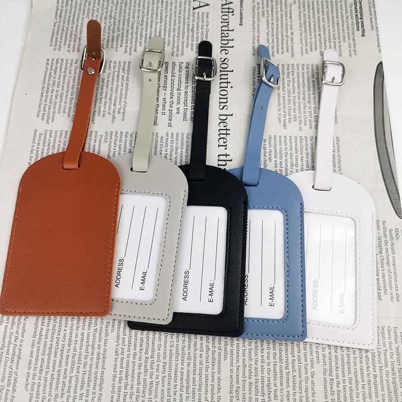 Premium PU Leather Luggage Tag with Stitching and Signature Card