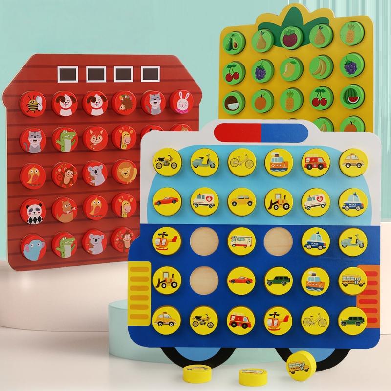Montessori Memory Match Chess Game Logical Thinking Training Cognition Matching Battle Board Game for Kids Early Education