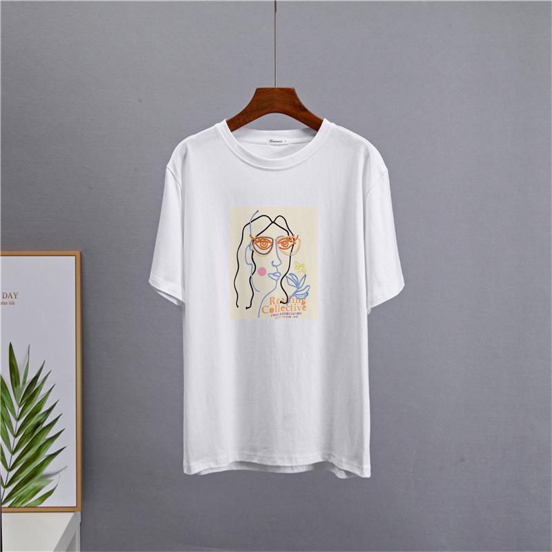 Shellsuning Summer New Aesthetic Printed Tshirts for Women 100% Cotton Vintage Short Sleeves Basic Tees Oversize Top Korean Casual Harajuku Tops