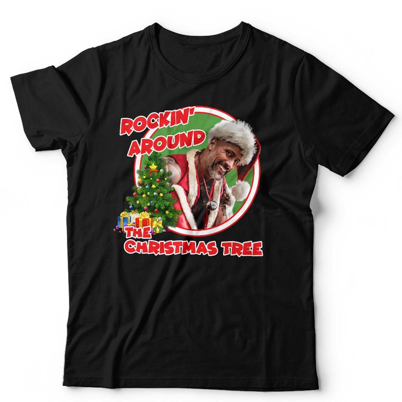 Rockin  Around The Christmas Tree T Shirt Mens Womens Tees Top Unisex and Funny Dwayne Johnson XL