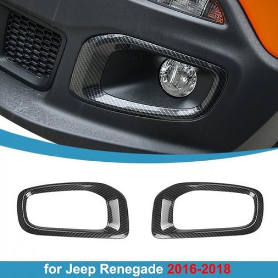 Декоративная накладка на рамку передней противотуманной фары для Jeep Renegade 2016-2018, углепластик