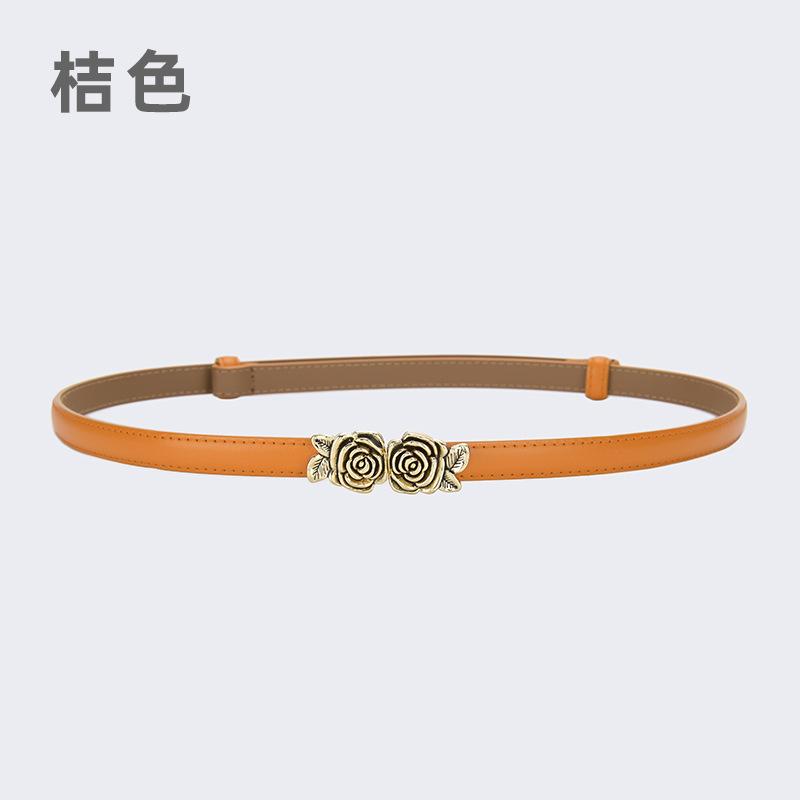 Leather Camellia Thin Belt Decoration With Skirt Waist No Punching Suit Small Belt