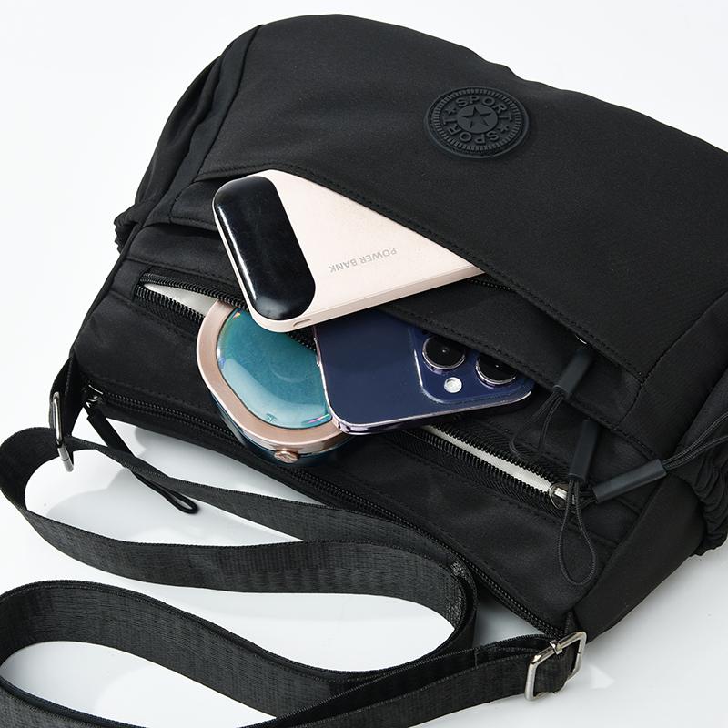 Vrijetijd Eenvoudige Dames Schoudertas Nylon Meerdere Vakken Waterdichte Messenger Bag Effen Kleur Vrouwen Schoudertas voor Uitjes
