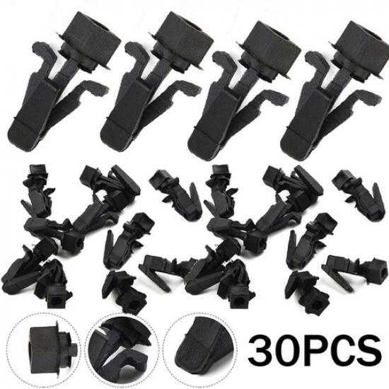 30-Car Bumper Grille Retainer Fastener Clips Bumper Hood Clips For Nissan Black