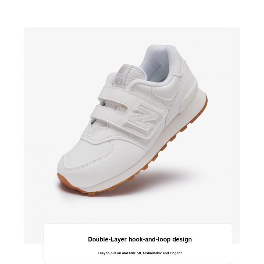 New Balance Kids 574 Comfortable Lightweight Durable Low-Top Running Sneakers White PV574NWW