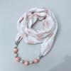 Chic Printed Scarf Necklace with Pearl and Bead Accents – Lightweight Chiffon Infinity Scarf for Women, Fashion Statement Accessory