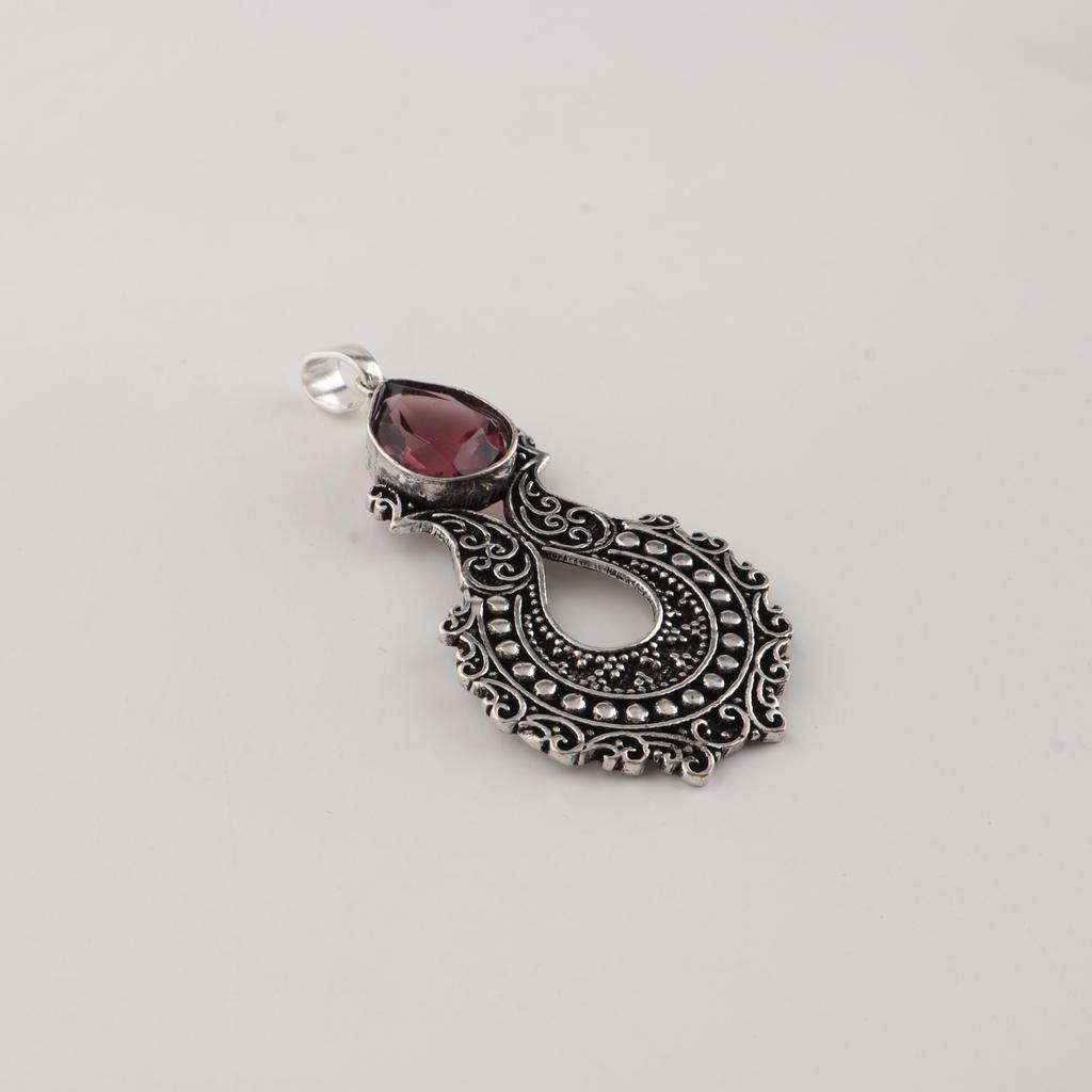 Natürlicher Rhodolith Edelstein 925 Sterling Silber Oxidiert Anhänger 1,8" Silberschmuck Hochzeitsgeschenk Für Braut/Sie CP-45-16